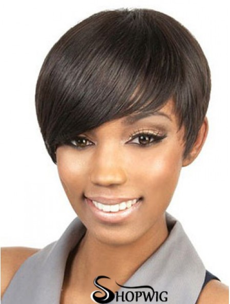 Cropped Brown Straight Boycuts Suitable African American Wigs