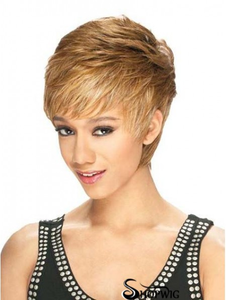 Designed Cropped Straight 8 inch Synthetic Glueless Lace Front Wigs