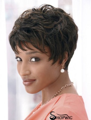 4 inch Cropped Boycuts Synthetic Capless Black Styles For African Americans