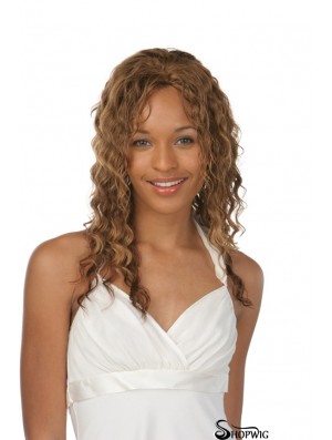 Layered Good Curly Auburn Long Human Hair Lace Front Wigs