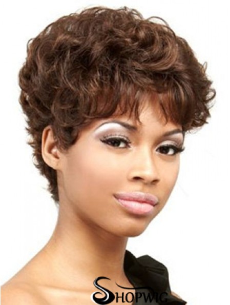 Cropped Auburn Curly Boycuts Convenient African American Wigs