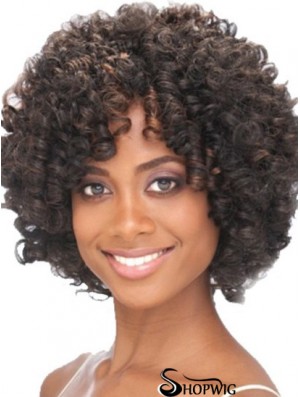 Chin Length Capless Layered Kinky Synthetic Black Woman's Wigs