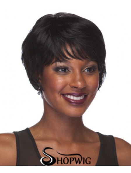 Short Black Straight With Bangs Style African American Wigs