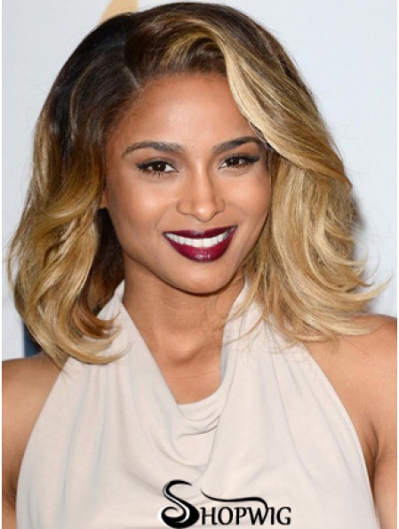 Shoulder Length Blonde Wavy Layered Perfect African American Wigs