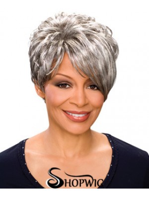 Durable Short Wavy Capless Grey Wigs