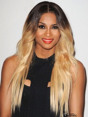 Long Ombre/2 Tone Wavy Without Bangs Modern African American Wigs