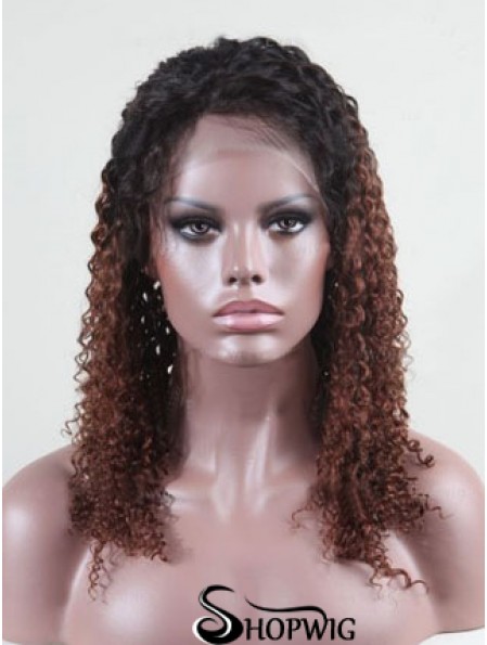 Shoulder Length Curly Without Bangs Full Lace 14 inch Comfortable Black Women Wigs