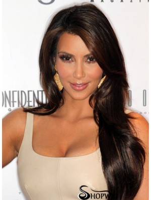 Brown Long Wavy 100% Hand-tied Trendy 26 inch Kim Kardashian Wigs