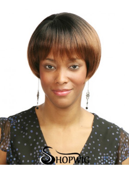 Short Auburn Straight With Bangs Affordable African American Wigs