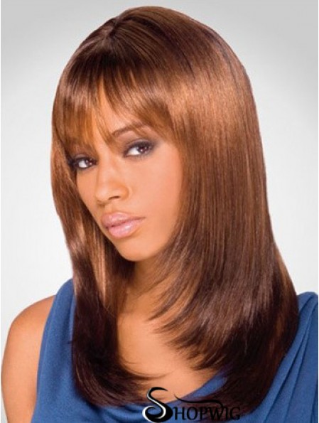 Online Shoulder Length Yaki 16 inch Synthetic Glueless Lace Front Wigs