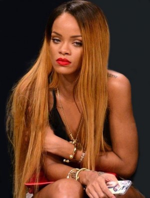 Long Ombre/2 Tone Straight Without Bangs Affordable African American Wigs