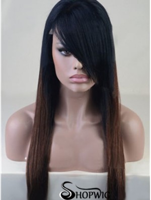 Long Straight With Bangs Full Lace 26 inch Stylish Black Women Wigs