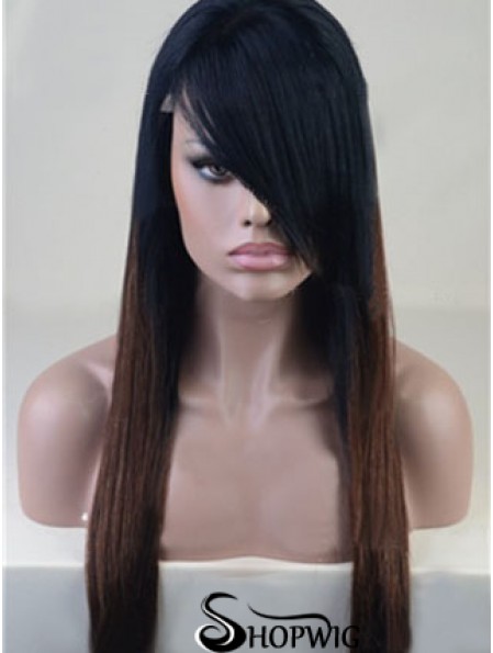 Long Straight With Bangs Full Lace 26 inch Stylish Black Women Wigs