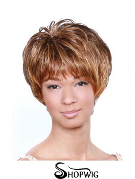 Short Brown Wavy Boycuts Popular African American Wigs