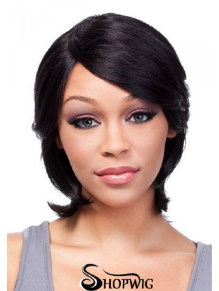 Chin Length Black Straight With Bangs Incredible African American Wigs