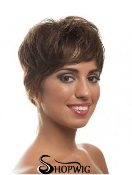 Short Brown Layered Wavy Style Full Lace Wigs