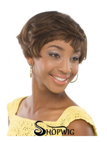 Short Brown Wavy Boycuts Incredible African American Wigs