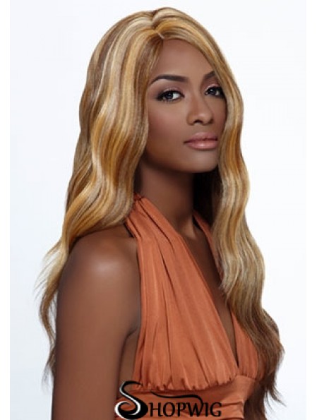 Long Blonde Wavy Layered Ideal African American Wigs