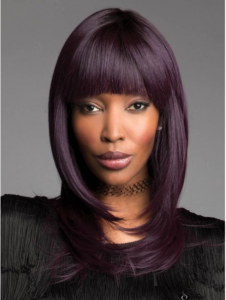 With Bangs Purple 14 inch Capless African American Hairstyles