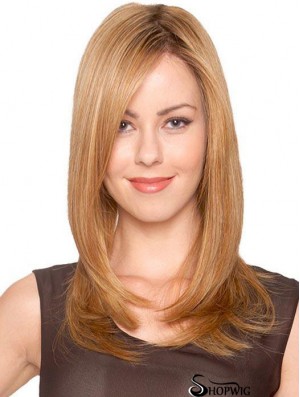 Synthetic Sassy Long Blonde Straight Monofilament Wigs
