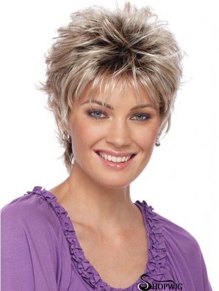 Boycuts Blonde Straight 3 inch Cropped Synthetic Wigs