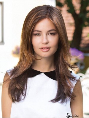Long Straight Layered Brown Fabulous 100% Hand-tied Wigs