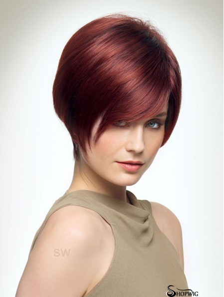 Red 8 inch Boycuts Style Capless Synthetic Wigs