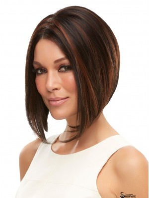 Chin Length Straight Brown 10 inch Glueless Lace Wig