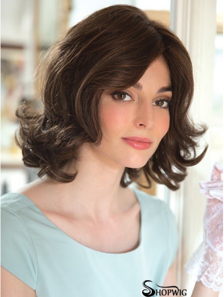 New 12 inch Brown Shoulder Length Layered Wavy Lace Wigs