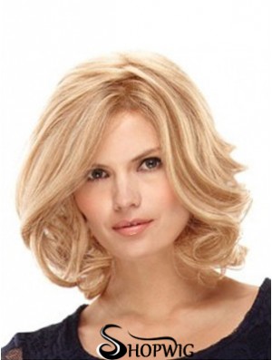 14 inch Blonde Layered Shoulder Wavy Synthetic Ladies Monofilament