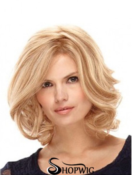 14 inch Blonde Layered Shoulder Wavy Synthetic Ladies Monofilament