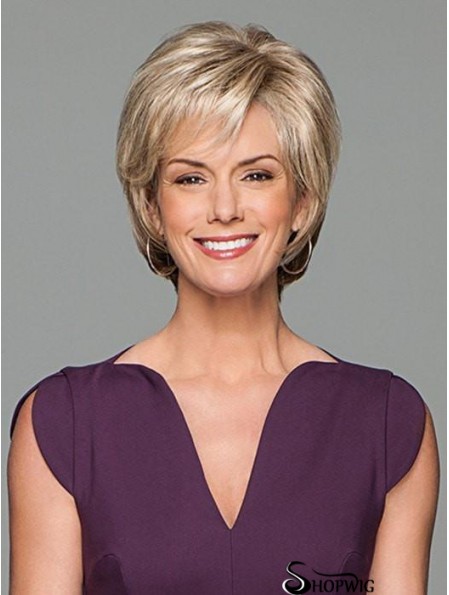 Short Wavy Blonde 6 inch Lace Wig Cap