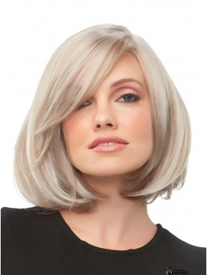 100% Hand-tied Blonde 12 inch Chin Length With Bangs Heat Friendly Wigs