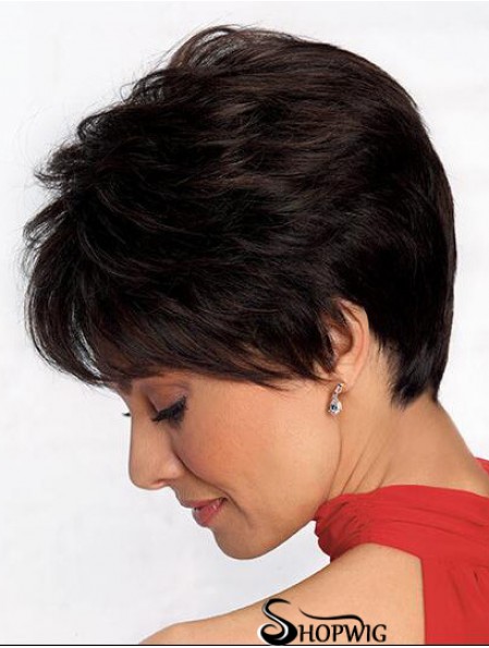 Convenient 4 inch Straight Black Boycuts Short Wigs