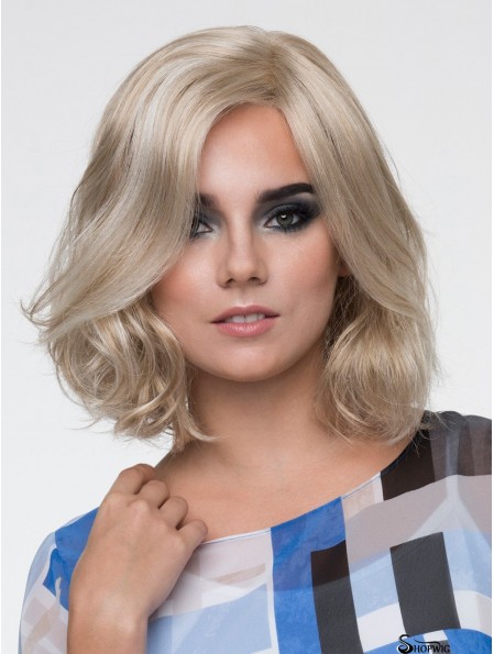 Monofilament 12 inch Wavy Platinum Blonde Without Bangs Synthetic Hair