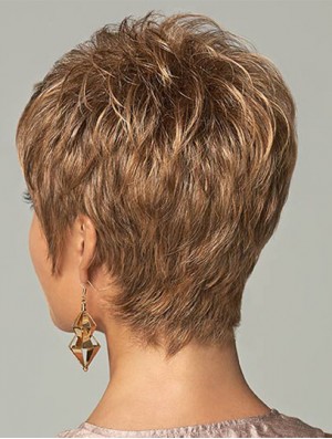 2023 Synthetic Wigs Cropped Length Brown Color Boycuts