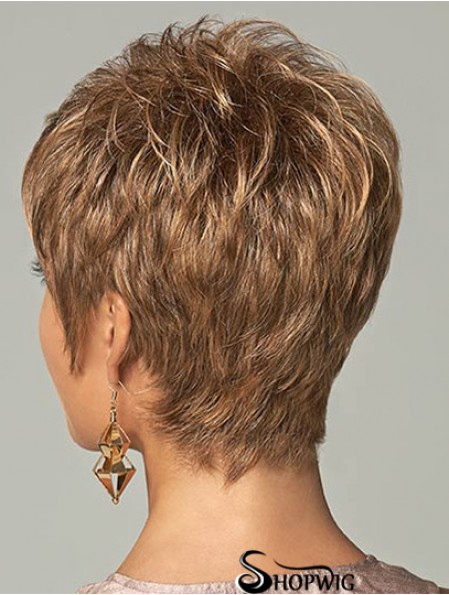 Synthetic Wigs Cropped Length Brown Color Boycuts