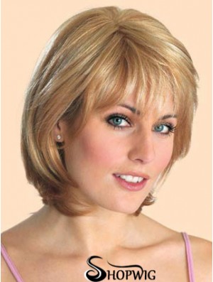 Cheap Synthetic Lace Front Wigs Straight Style Blonde Color Chin Length