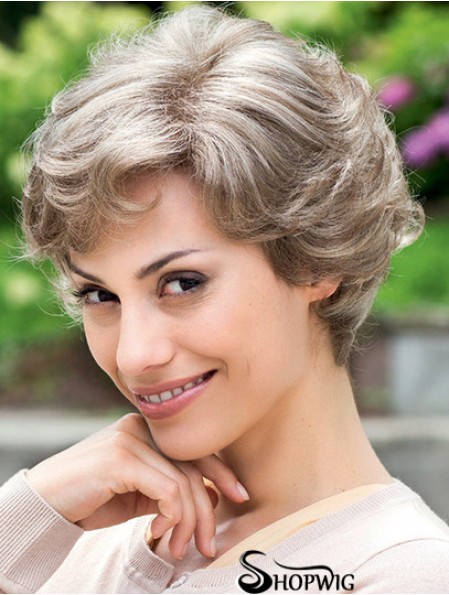 Cheap Grey Wig 100% Hand Tied Layered Cut Short Style