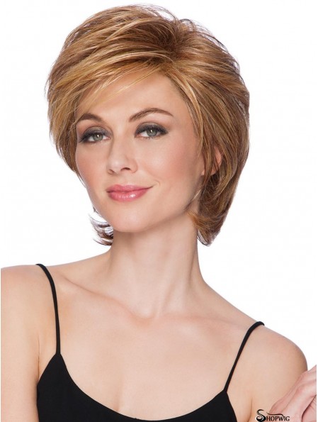 Capless Blonde 8 inch Short Layered Synthetic Wigs