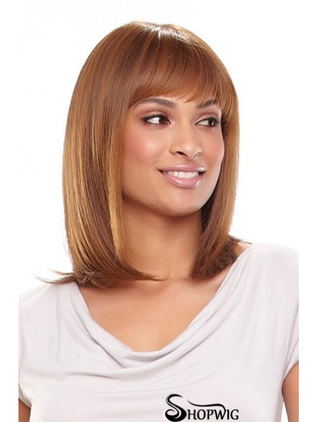 Auburn Shoulder Length Straight With Bangs 13 inch Fabulous Medium Wigs