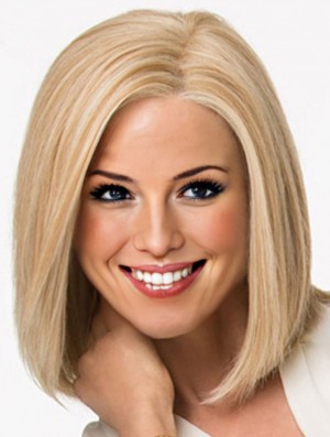 Blonde Synthetic Wig Lace Front Shoulder Length Blonde Color Straight Style