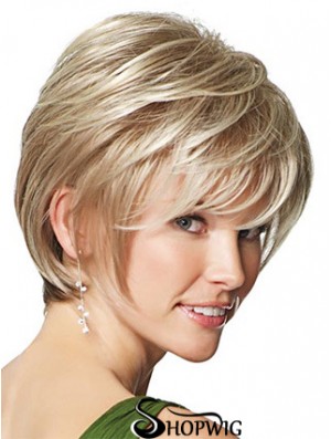 Synthetic Wigs UK Only Straight Style Short Length Blonde Color