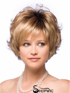 Synthetic Hair UK With Capless Short Length Blonde Color