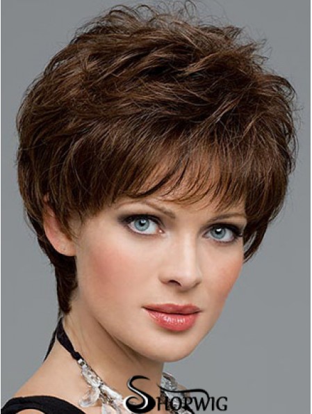 Brown Wavy Short Boycuts Lace Front Cheap Wig UK