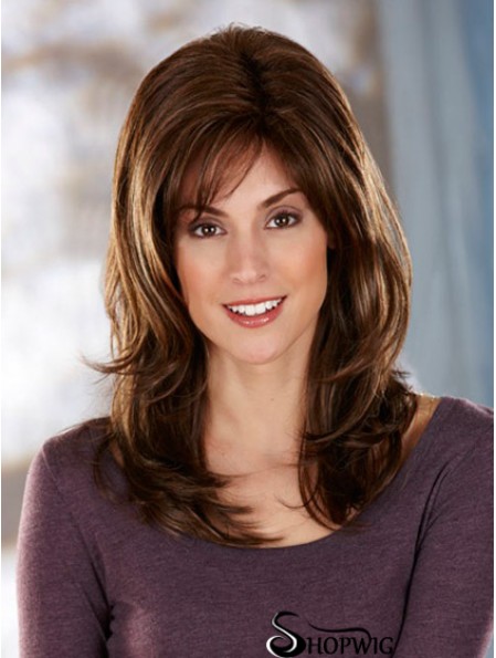 UK Seller Hair Synthetic Long Length Brown Color Layered Cut