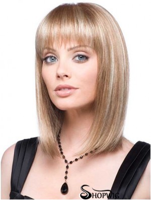 Front Lace Wig Synthetic With Straight Hair Style Blonde Color