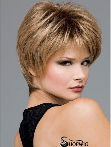 Short Wavy Boycuts Blonde Synthetic Wavy Lace Front Wigs