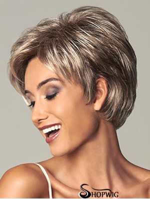 Best 7 inch Straight Brown Layered Short Wigs