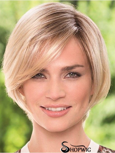 Chin Length Blonde Durable 8 inch Straight Bob Wigs